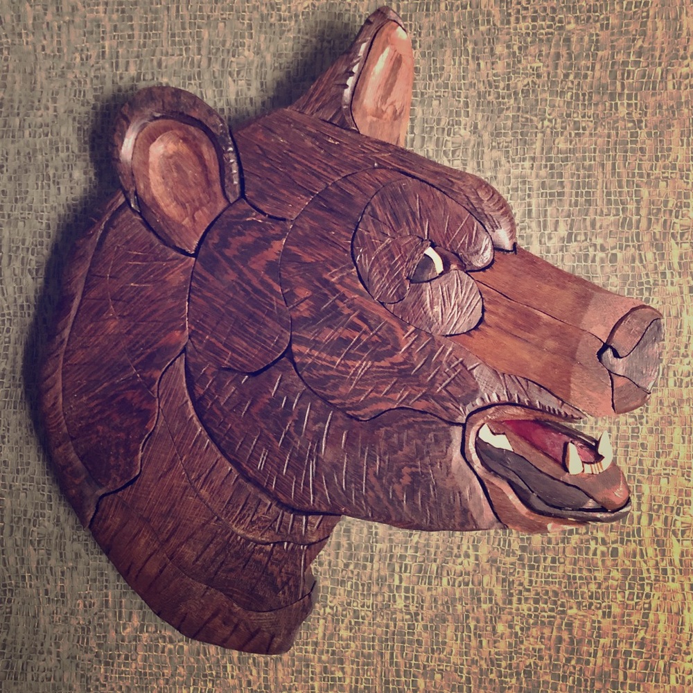 Brown Bear Intarsia. Exotic Woods